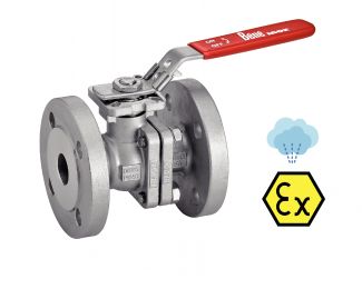 Vanne 2 pi&egrave;ces ATEX &agrave; brides ASMEB16.5 class 150 avec platine ISO