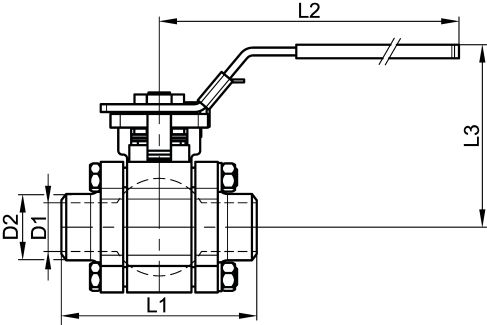 Vanne 3 pièces à souder BW avec platine ISO - Schéma