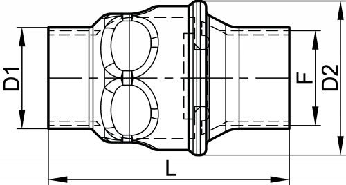 Clapet anti-retour à ressort femelle / femelle Gaz - Joint EPDM ACS - Corps embouti inox 304 ? 316  - Schéma