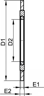 Spiral gasket for flat face flange - class 150 protected steel / stainless steel 316l / graphite (Schema)