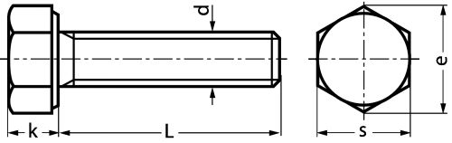 VIS A TETE HEXAGONALE ENTIEREMENT FILETEE - INOX A4-80 - DIN 933 - ISO 4017 | Schéma