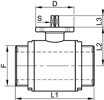 Vanne à boule avec platine ISO, 2 voies - Schéma