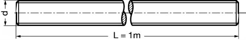 Tige filetée (longueur 1 mètre) inox a4-l - din 976 (Schéma)