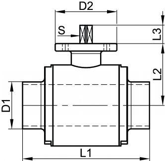 Vanne à boule avec platine ISO, 2 voies - Schéma