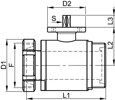 Vanne à boule avec platine ISO, 2 voies - Schéma