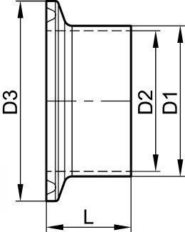 Ferrule clamp SMS courte à souder - Ra 0,8 - Schéma