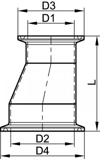 Réduction excentrique embouts clamp - Schéma