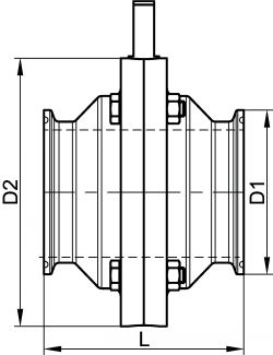 Vanne papillon bouts clamp - Ra = 0,8 µm - Schéma