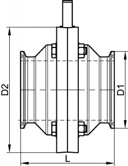 Vanne papillon bouts clamp - Ra = 0,8 µm - Schéma