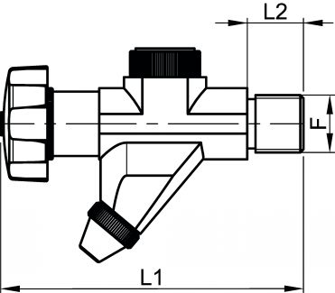 Robinet dégustateur raccordement mâle ½ avec volant plastique (464513-12) - Schéma