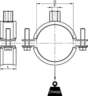 Collier support de tuyauterie avec protection - Schéma