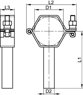 Collier hexagonal articulé avec tige - Schéma