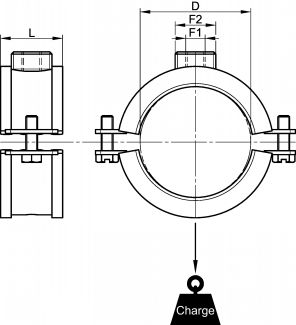 Collier support de tuyauterie avec protection - Schéma