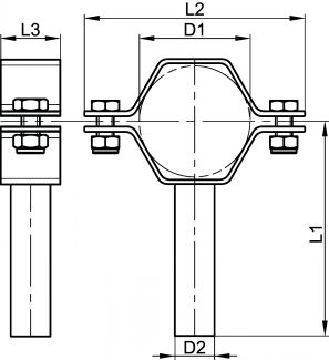 Collier hexagonal 2 vis avec tige - Schéma