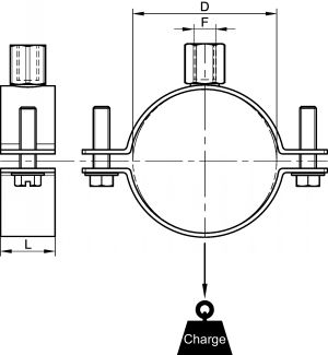 Collier support de tuyauterie 2 vis - Schéma