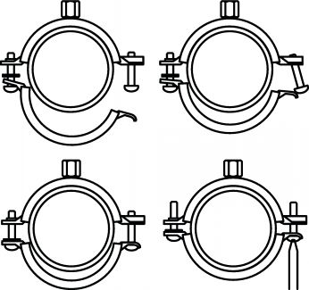 Two screws clamp with quick locking system, without lining - zinc plated steel (Schema #2)