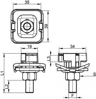 Double écrou coulissant pour rail profil Strut - Schéma