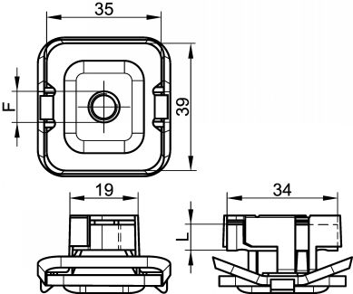 Ecrou coulissant pour rail profil Strut - Schéma