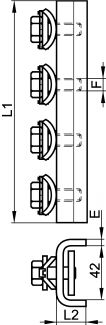 U connector for strut shaped rail - stainless steel 316 - ultraprotect® steel (Schema #2)