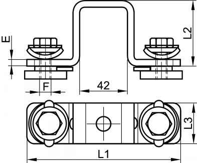 Pontet de croisement à 90° pour rail profil Strut - Schéma