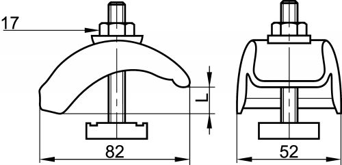 Crampon de fixation pour rail profil Strut - Schéma