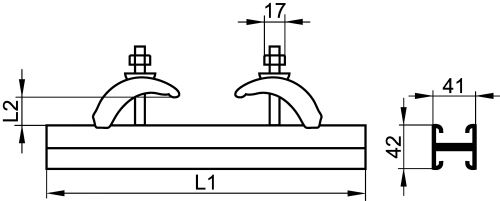 Ensemble de fixation pour poutre avec rail Strut - Schéma