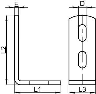 Equerre de fixation à 90° pour rail profil C - Schéma