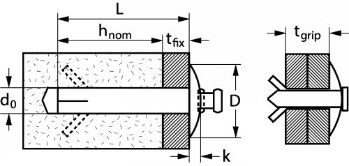 Rivet à frapper, corps aluminium et tige inox - aluminium/ inox a2 (Diagrama)