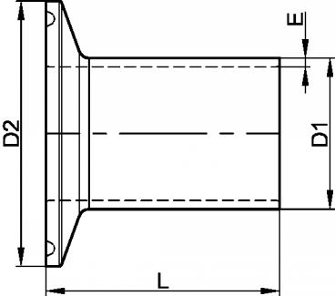 Welding clamp long ferrule - stainless steel 316l (Schema)