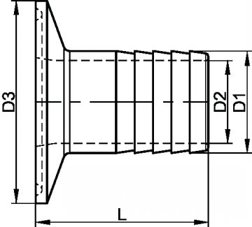 Clamp hose adapter - stainless steel 316l (Schema)