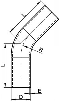 45º welding bend - stainless steel 316l (Schema)