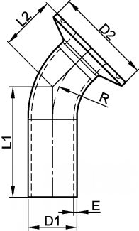 Coude 45º clamp / à souder (Schéma)