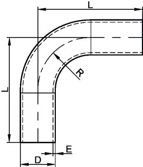 90º welding bend - stainless steel 316l (Schema)