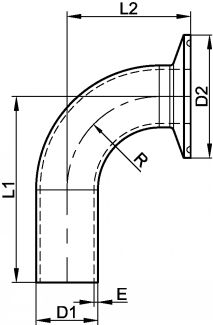 Coude 90º clamp / à souder (Schéma)