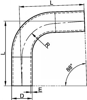 88º welding bend - stainless steel 316l (Schema)