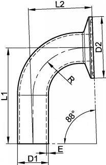 88º clamp / welding bend - stainless steel 316l (Schema)