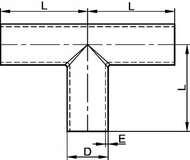 Welding equal tee - stainless steel 316l (Schema)