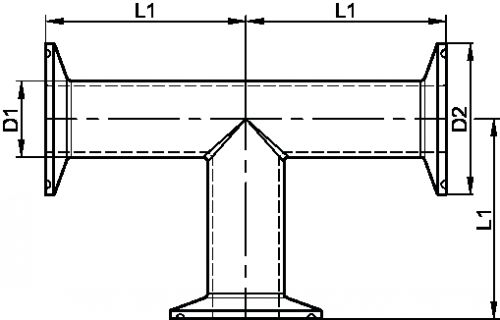 Clamp equal tee - stainless steel 316l (Schema)