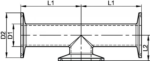 Clamp tee - short sleeve - stainless steel 316l (Schema)