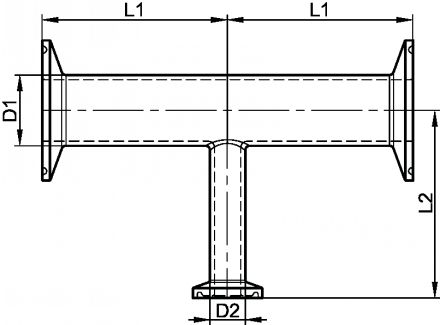 Clamp tee - reduced sleeve - stainless steel 316l (Schema)