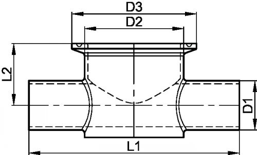 Welding instrument tee - stainless steel 316l (Schema)