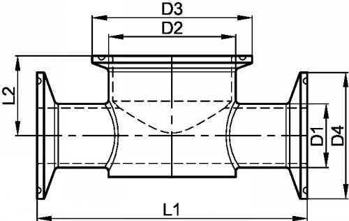 Clamp instrument tee - stainless steel 316l (Schema)