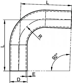 Coude 92º à souder (Schéma)