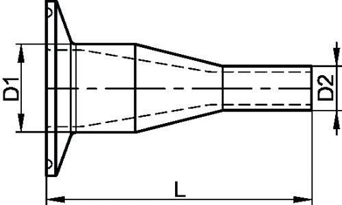 Forged concentric reducer - clamp inlet - welding outlet - stainless steel 316l (Schema)