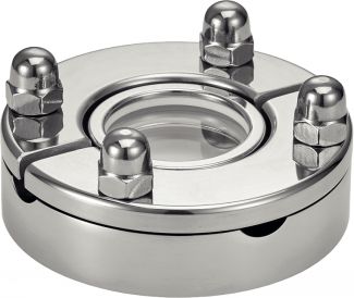 Flat sight glass with tank flange - stainless steel 316l