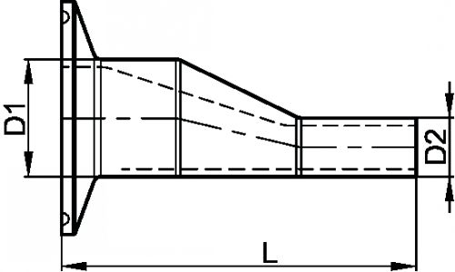 Forged eccentric reducer - clamp inlet - welding outlet - stainless steel 316l (Schema)