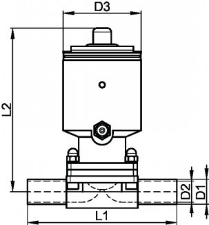 Vanne à membrane pneumatique tout inox bw (Schéma)