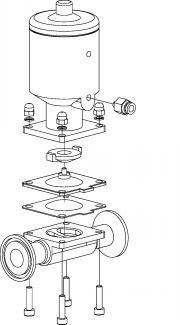 Vanne à membrane pneumatique tout inox clamp (Diagrama #2)