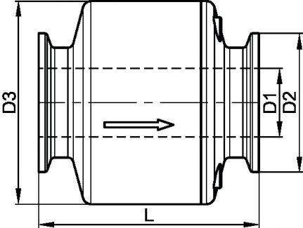 Sanitary spring check valve clamp - stainless steel 316l (Schema)