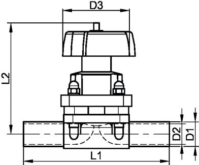 Vanne à membrane manuelle bw - poignée pc (Diagrama)